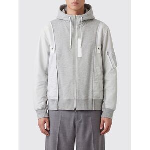 Sacai Men Sacai Zipped Cotton Hoodie With Slit Pockets